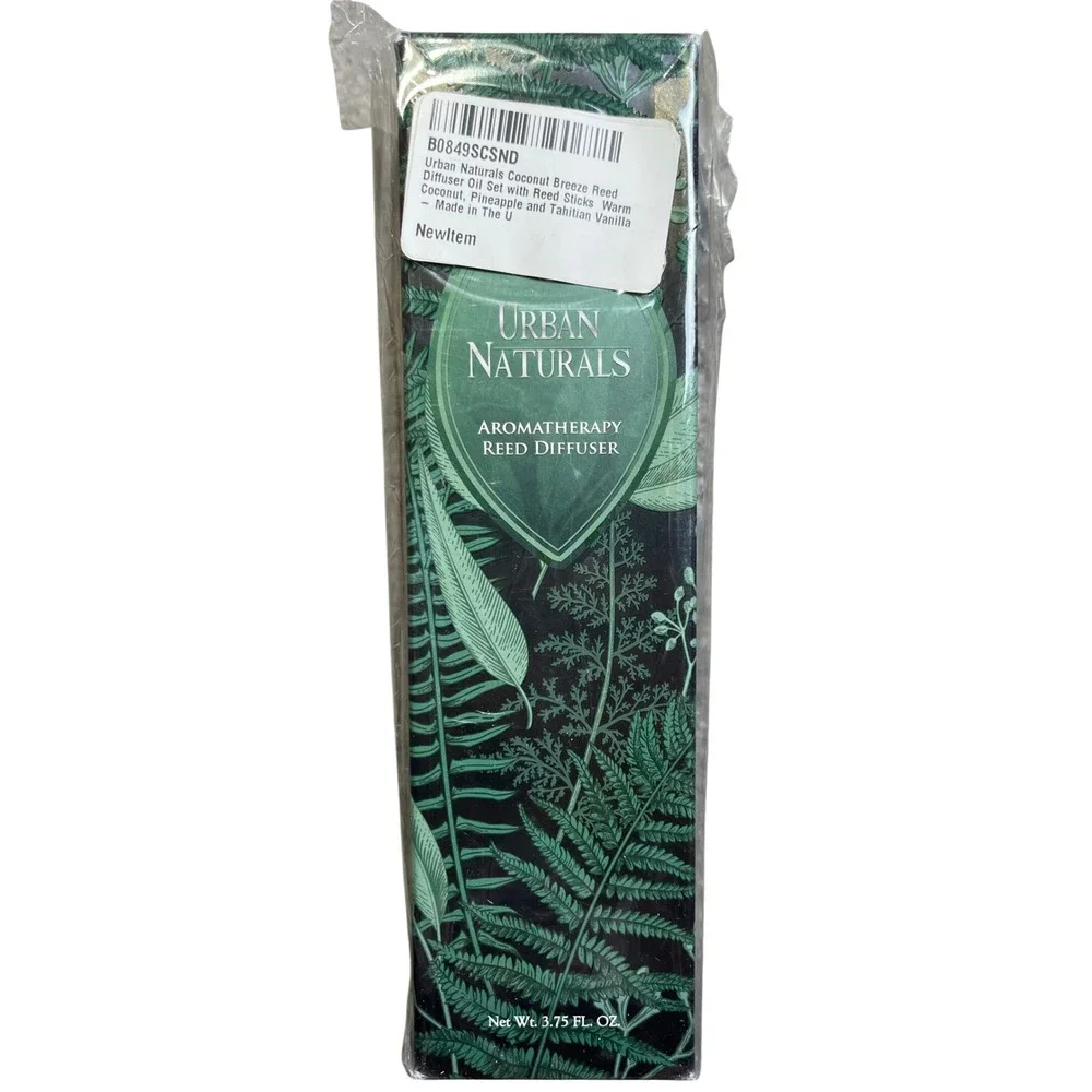 Urban Naturals Coconut Breeze Aromatherapy Reed Diffuser Set 3.75oz Made in USA
